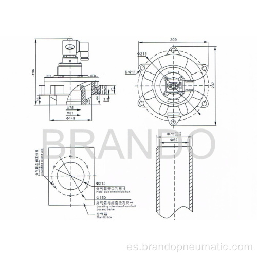 En línea solenoide válvula de pulso DMF-Y-62